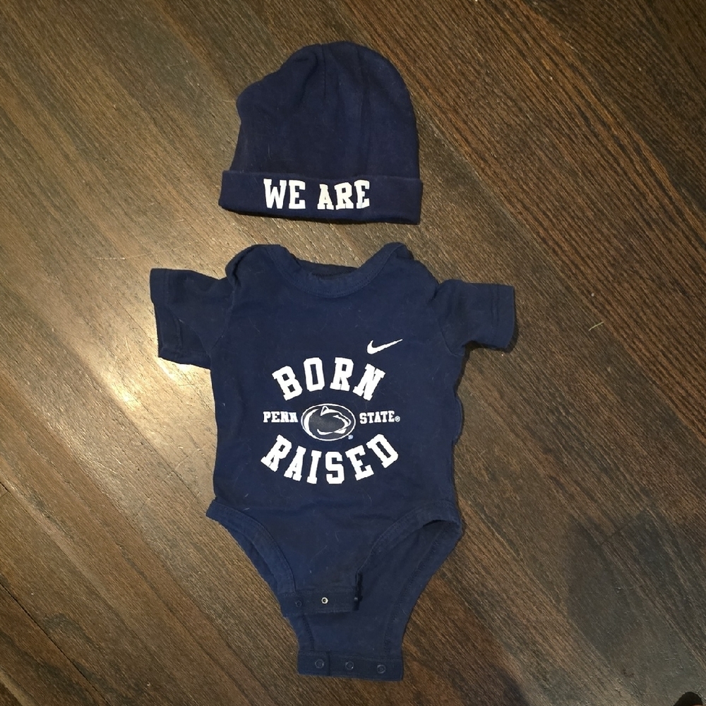 Penn State Blue and White Bodysuit And Hat Size 0-3 Months